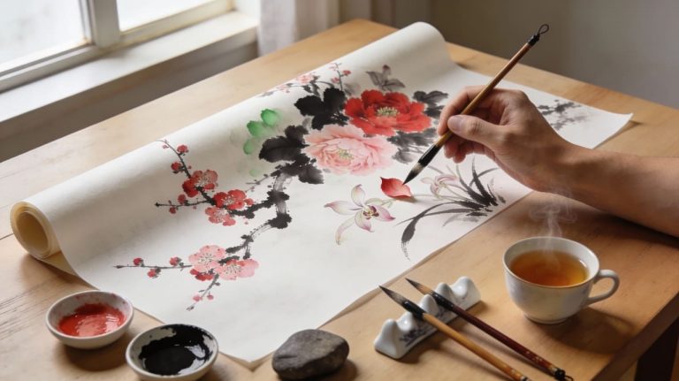 Faire des fleurs façon peintures chinoises facilement